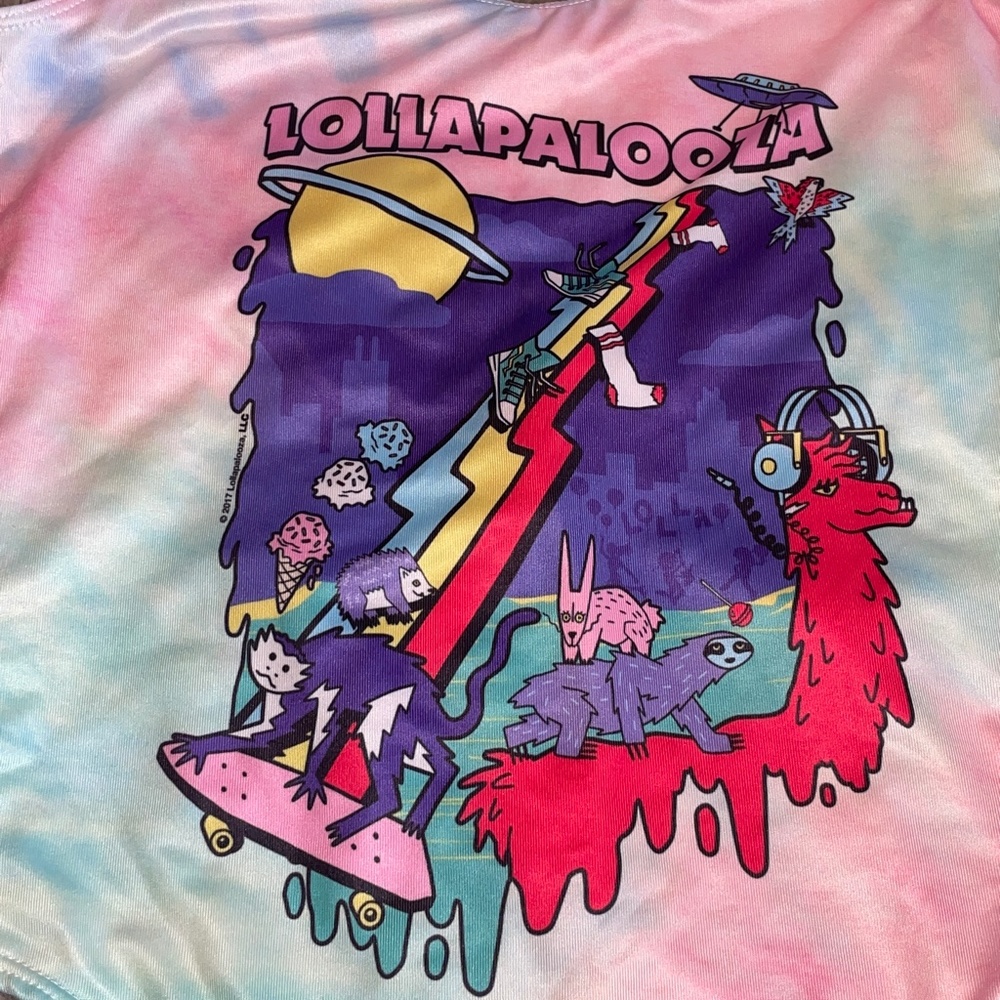 NWOT Forever 21 Lollapalooza Tie Dye One Piece High Cut Swimsuit Size Small - Picture 4 of 9